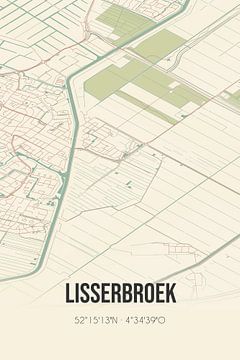Vintage landkaart van Lisserbroek (Noord-Holland) van Rezona