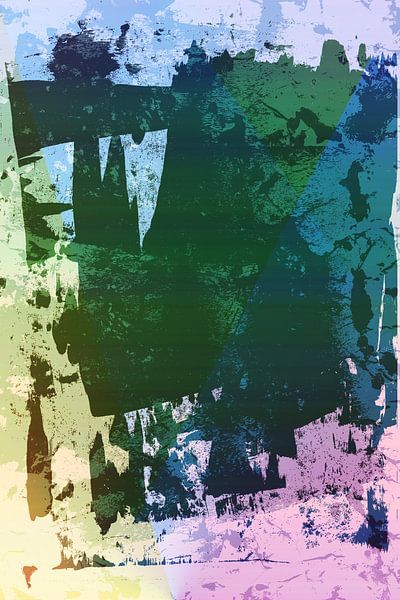 Modern abstract neon and pastels gradient art in green, blue, purple, yellow by Dina Dankers