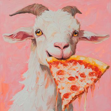 Pizza etende geit kunstwerk van Poster Art Shop