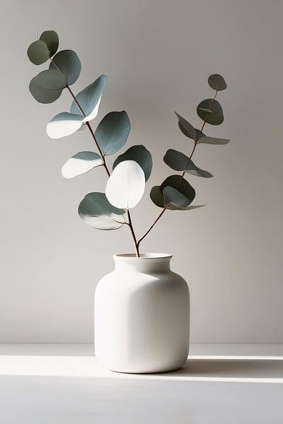 Eucalyptus in white vase by Imperial Art House