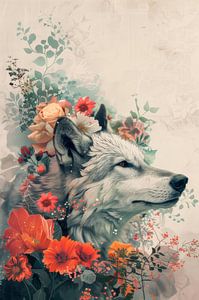 Wolf in floraler Schönheit - Eleganz und Stärke*