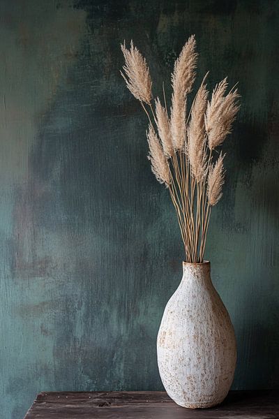 Herbe de la pampa dans un vase rustique par Imperial Art House