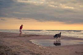 The Girl with the Hat and Dog by Martijn Jebbink Photography
