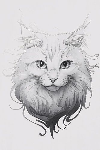 Dessin au trait orné d'un chat