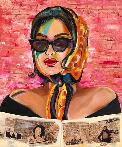 La belle chic - Frauenporträt in gemischter Medienkunst