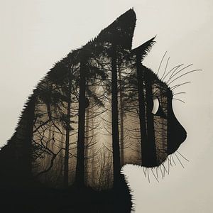 Katze und Wald (Doppelbelichtung)