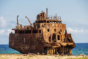 Shipwreck on Klein Curacao. by Janny Beimers