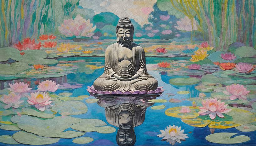 Cocooning with Buddha - water lily pond by Wolfsee