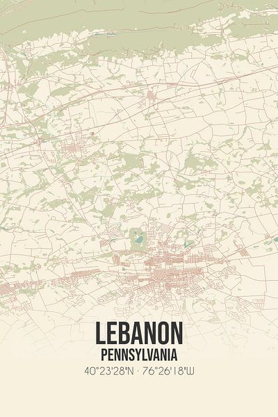 Vintage map of Lebanon (Pennsylvania), USA. by Prints of Place