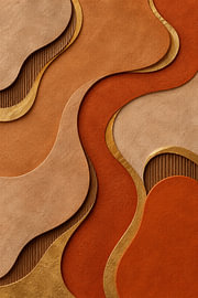 Abstract Organic Relief with Gold and Terracotta by STUDIO ARTSY