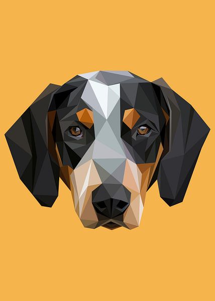 The Bluetick Coonhound Dog Head in Low Poly by Yoga Art 15