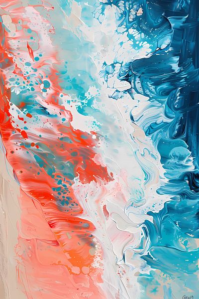 Colourful abstract beach landscape painting by Art & Soul Creations