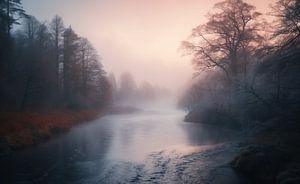 Flussidylle im Nebel