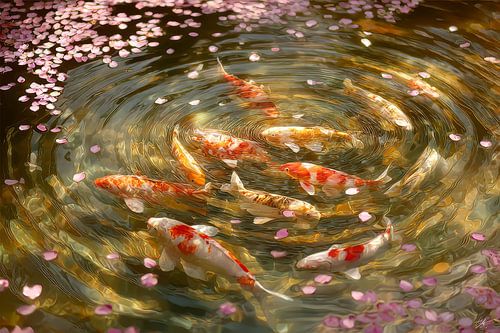 oosterse kunst japanse koi karpers