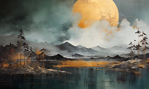 Abstract landscape, Japandi style