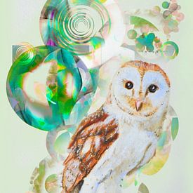 Eule in grünen Kugeln von Greta Lipman