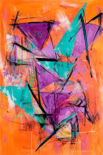 Abstracte kleurenpracht op oranje