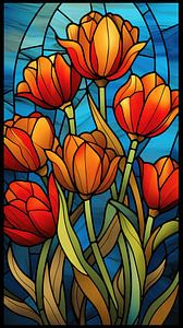 Tulips (glas in lood) van Harry Herman