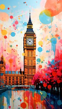 The Big Ben in Londen, Groot Brittannië van Vlindertuin Art