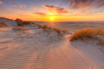 Sonnenuntergang in den Dünen von Texel