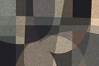 Abstracte organische vormen en lijnen. Geometrische kunst in retrostijl in grijs, bruin, zwart X van Dina Dankers thumbnail