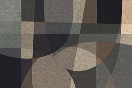 Formes et lignes organiques abstraites. Art géométrique de style rétro en gris, marron, noir X sur Dina Dankers