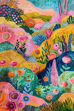 Bloemenlandschap | Enchanted Garden Dreams van Abstract Schilderij