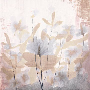 Japandi/WabiSabi Art - Sereen bloem schilderij van Studio Pieternel