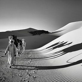 Sahara Desert. Men of the Tuareg tribe. Camel caravan. by Frans Lemmens