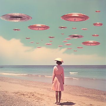Ruimte strand collage kunst van Samantha Hearn