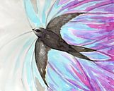 Gierzwaluw in vogelvlucht. Dynamische aquarel van Bianca Wisseloo thumbnail
