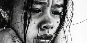 Tränen im Gesicht einer jungen Asiatin von Frank Heinz