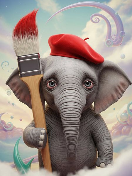 Melancholic Elephant Painter by coretan tangan