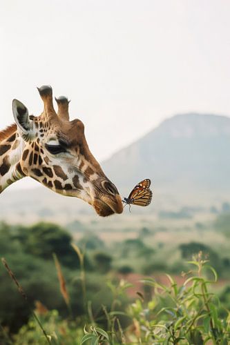Giraffe meets butterfly