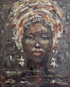 Ein abstraktes Gemälde einer afrikanischen Frau von Mieke Daenen