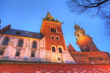 Kasteel Wawel in de schemering, Krakau, Klein-Polen, Polen, Europa