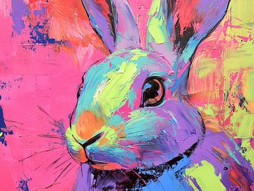 Zomer Kleurig Konijn van Abstract Schilderij