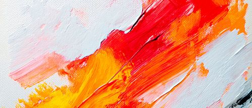 Energiek acrylschilderij in roodtinten