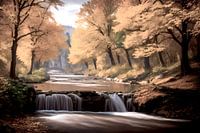 Waterfall in autumn forest