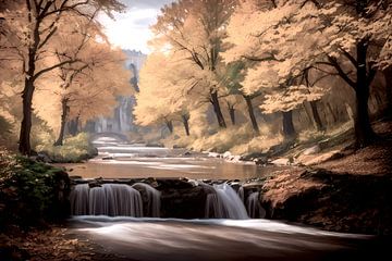 Waterval in herfst bos van TrishaVDesigns