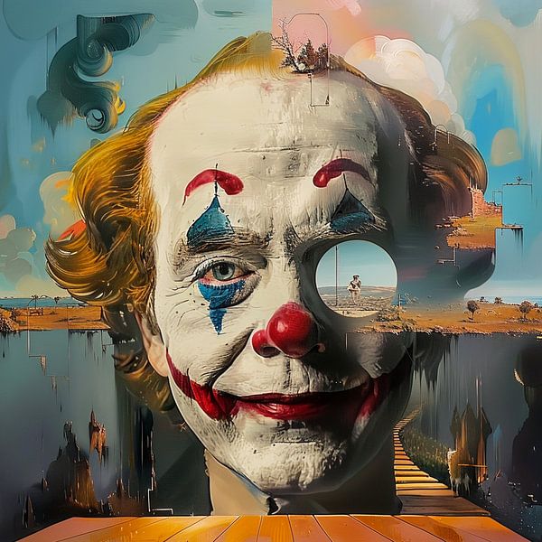 Clown Kopf surreal Traum Landschaft Psyche Symbolik Melancholie von gm_designs