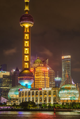 The Oriental Pearl Tower at night, Shanghai