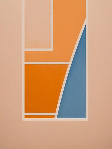 Abstracte Geometrische Kunst in Blauw en Oranje – Bauhaus Design