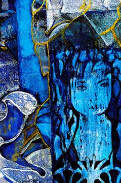 De blauwe vrouw. (collage ) van Ineke de Rijk