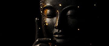 Boeddha beeld in het donker van Poster Art Shop