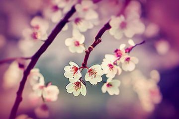 Illustration de cerisiers en fleurs au printemps