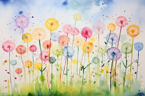 Peinture de fleurs de pissenlit