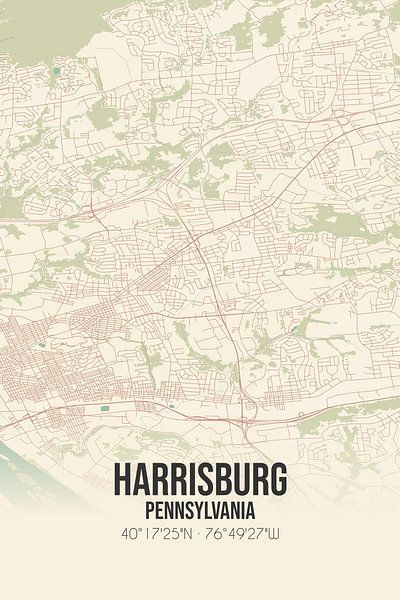 Alte Karte von Harrisburg (Pennsylvania), USA. von Ortsdrucke