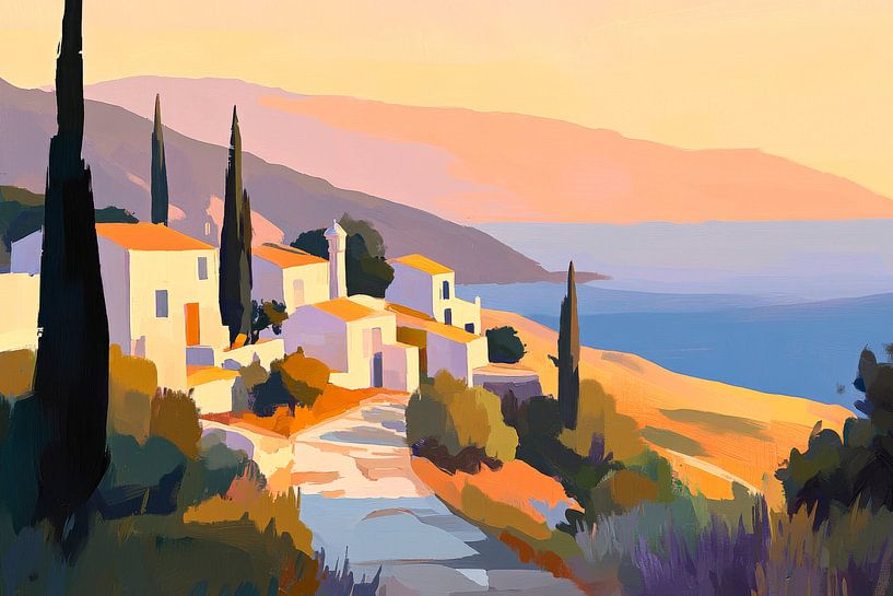 Paysage côtier Coucher de soleil par Poster Art Shop