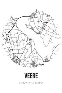Veere (Zeeland) | Karte | Schwarz und weiß von Rezona